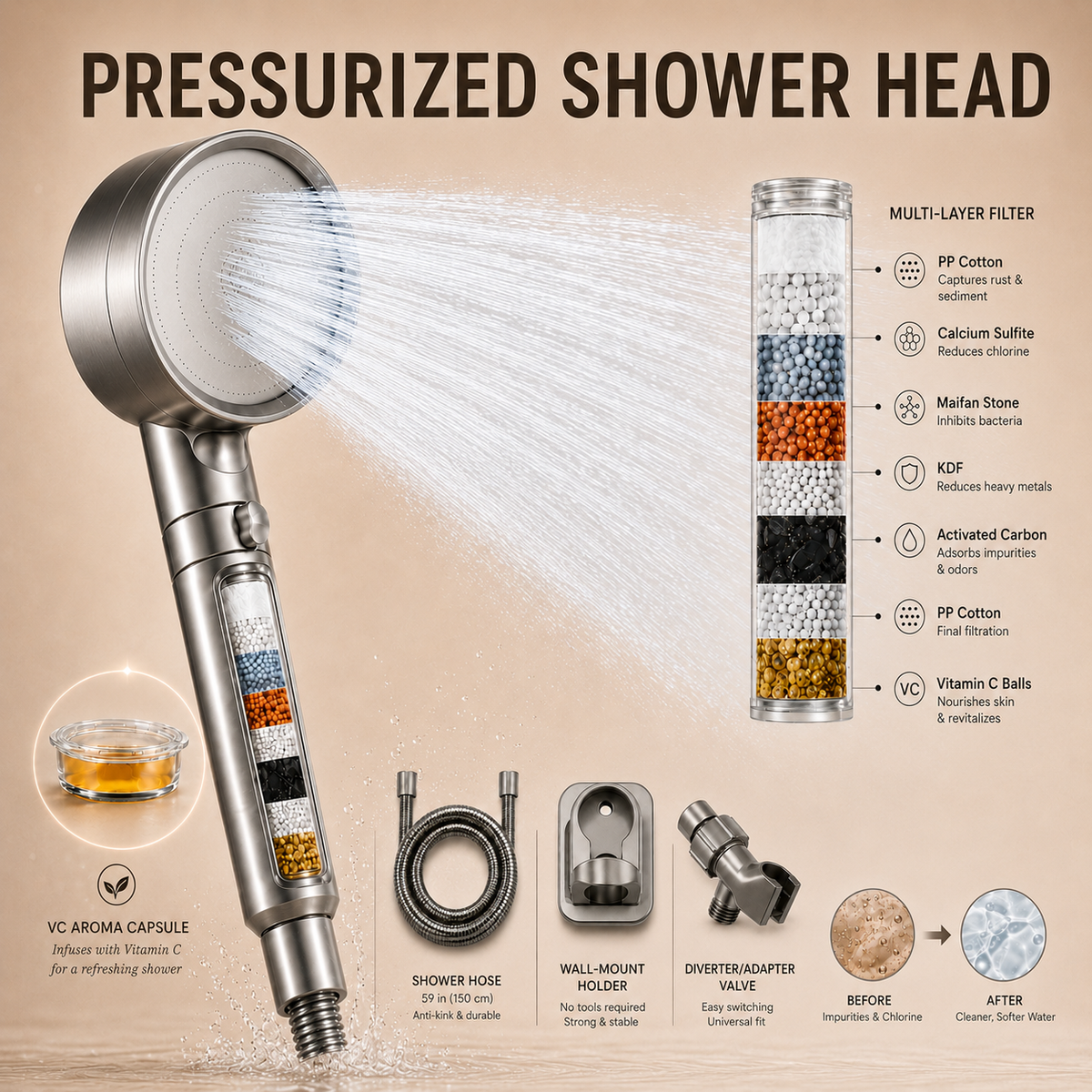 CleauraHome· VC Aroma Filtered Showerhead  US/CA