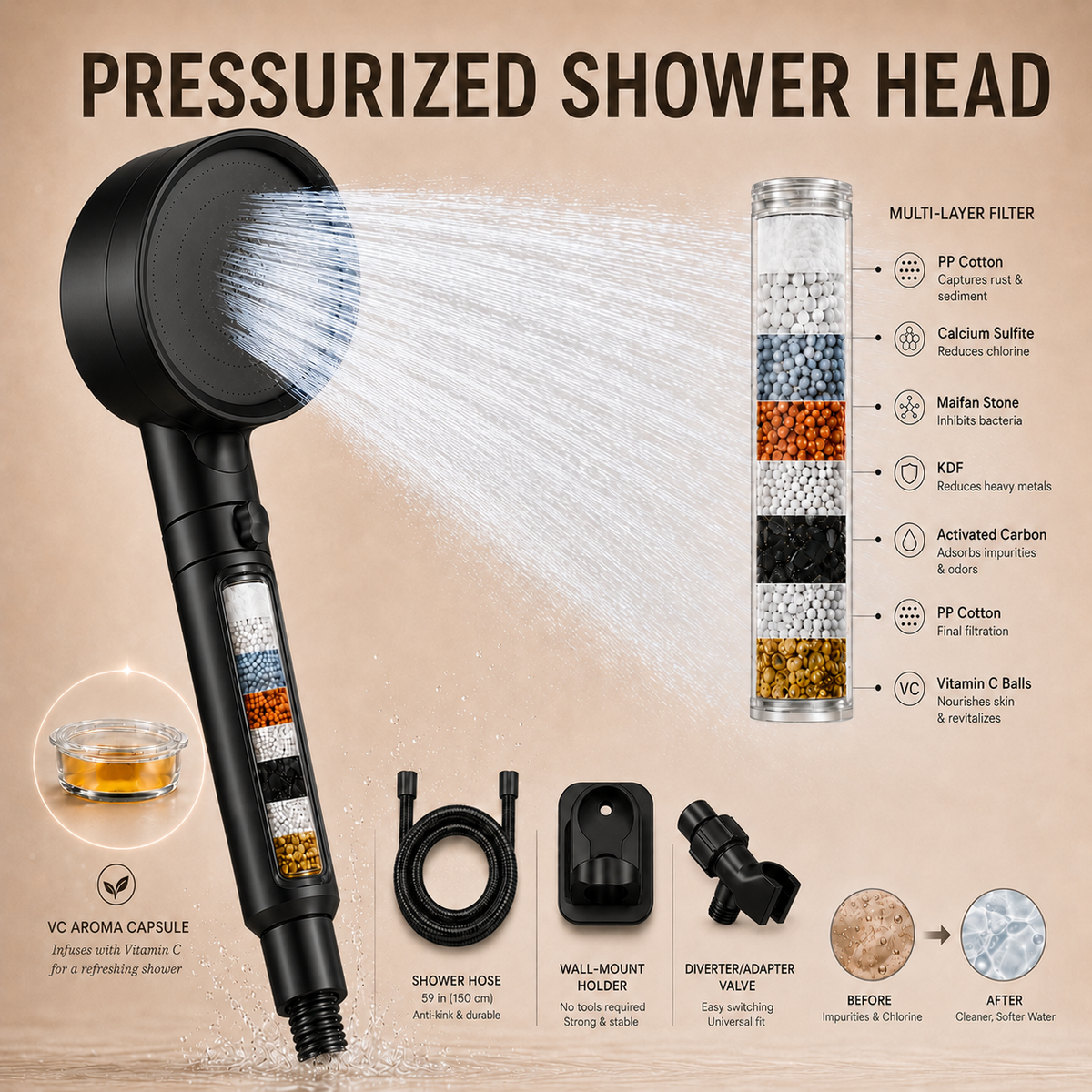 CleauraHome· VC Aroma Filtered Showerhead  US/CA